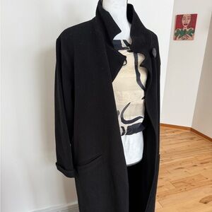 Eileen Fisher Black soft wool trenchlike